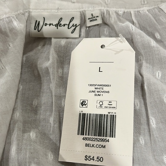 Wonderly Short Sleeve White Tiered Blouse/NWT/L - Picture 8 of 12